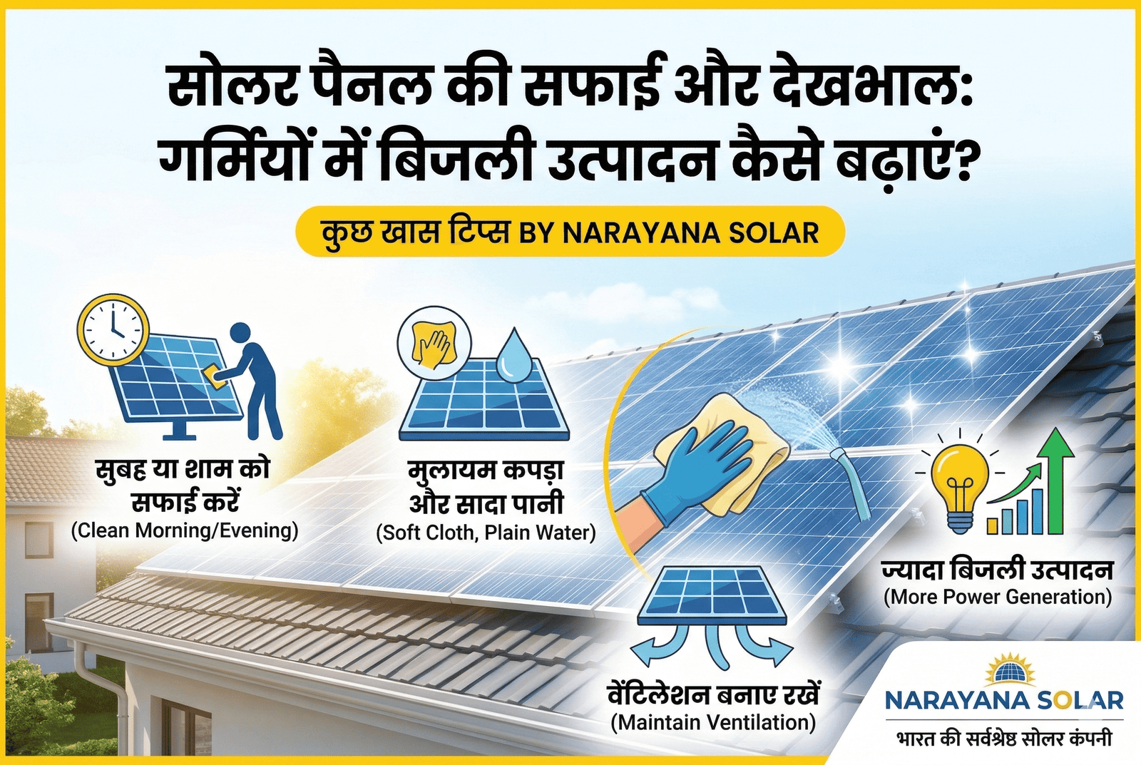 सोलर पैनल की सफाई और देखभाल: गर्मियों में बिजली उत्पादन कैसे बढ़ाएं?