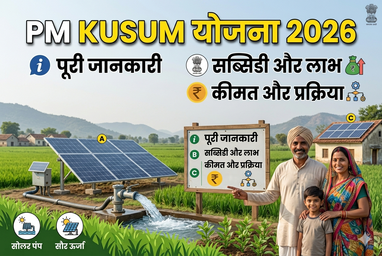 PM KUSUM योजना 2026: पूरी जानकारी, सब्सिडी, कीमत और फायदे